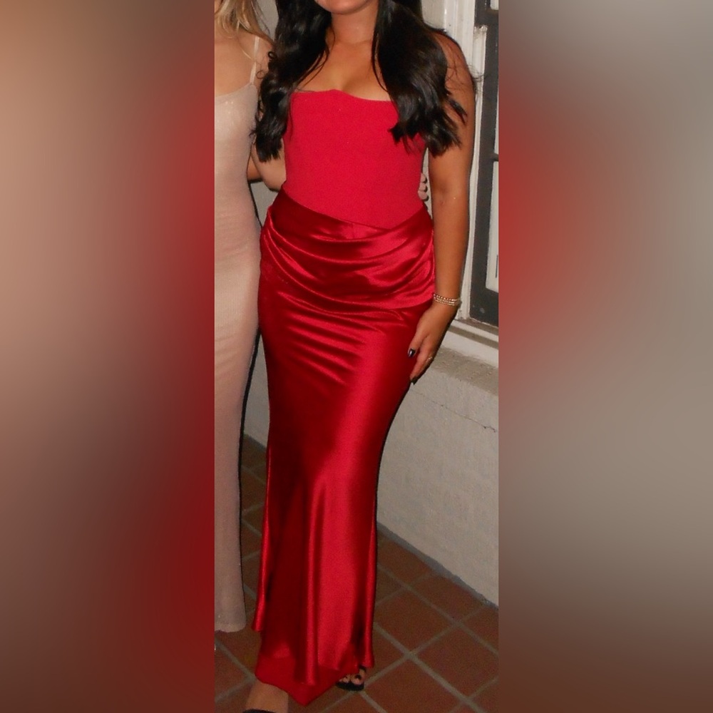 Elegant Red Satin Dress